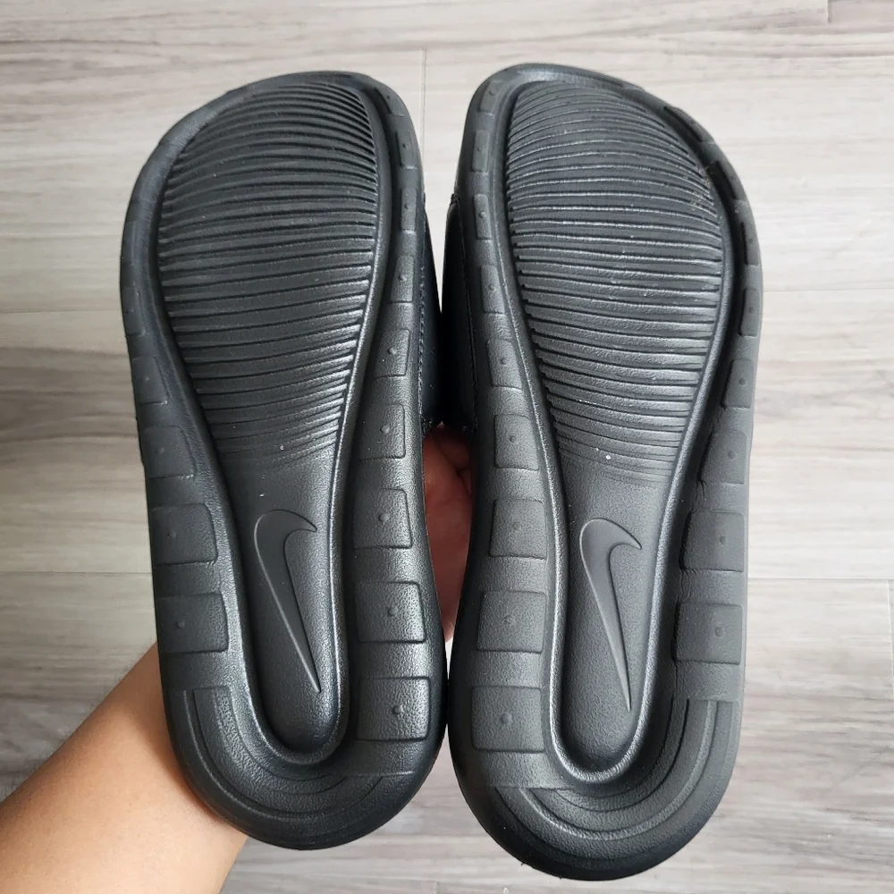 Nike Black Slides with Gold Logo